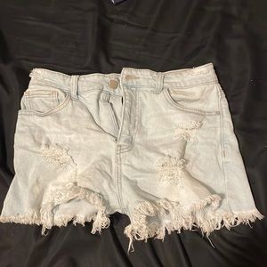 single button cutoff shorts